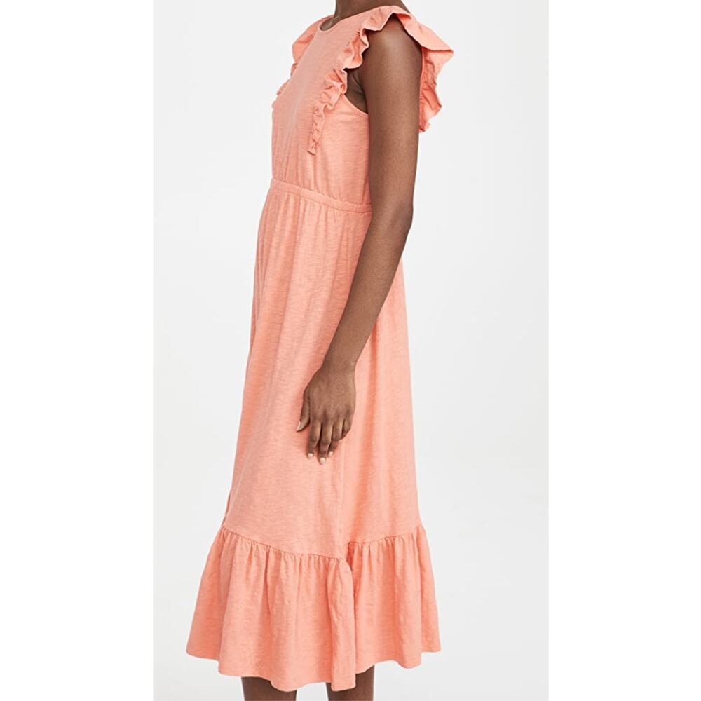ba&sh Voyce Pink Cotton Ruffles Midi Dress Size Large - Picture 3 of 16